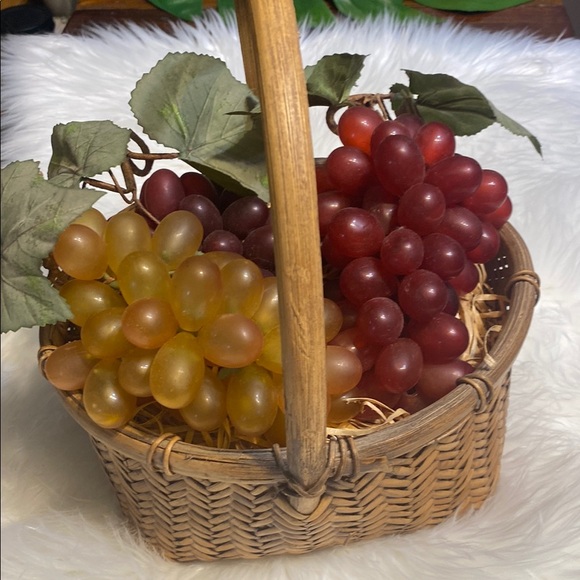 Wicker Basket with Artificial Grapes - Picture 1 of 5